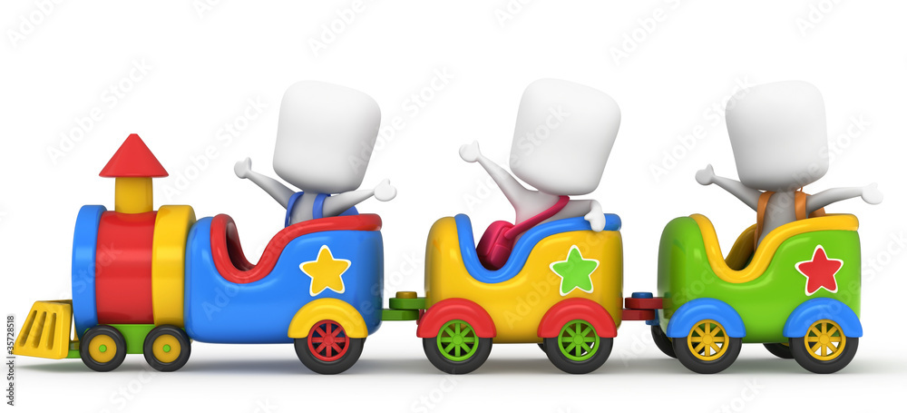 Fototapeta premium Kids on a Train