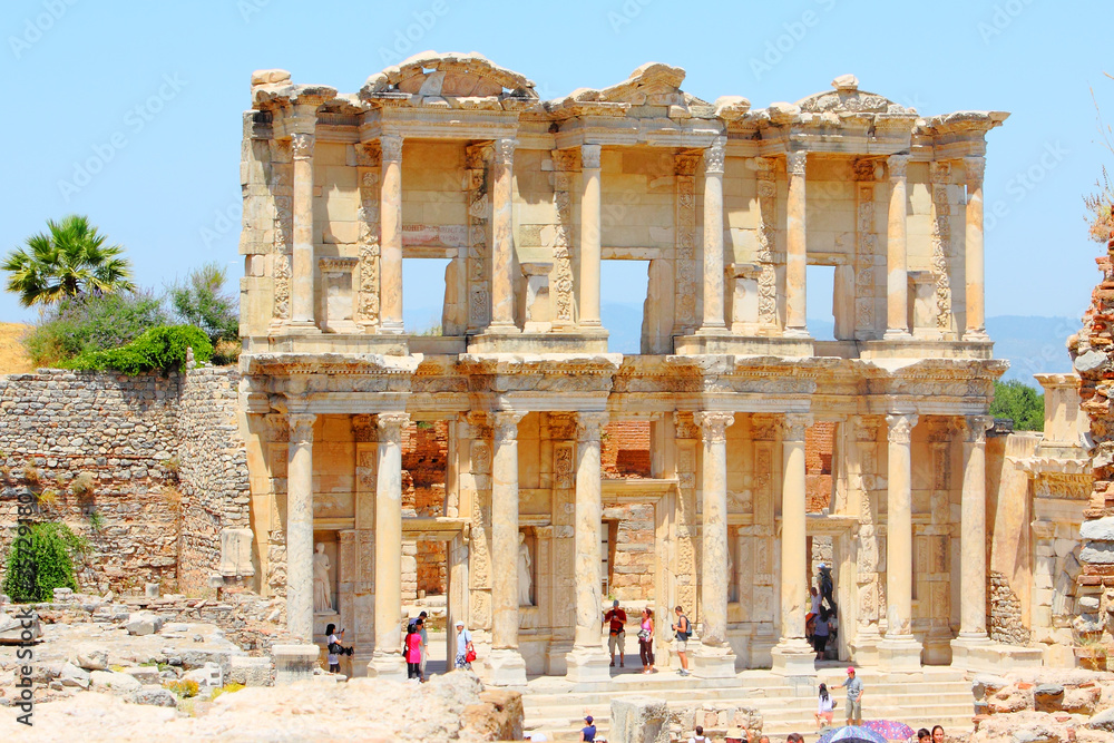 Roman Library of Celsus in an antique city the Ephesus