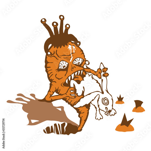 Carrot takes revenge on a white rabbit