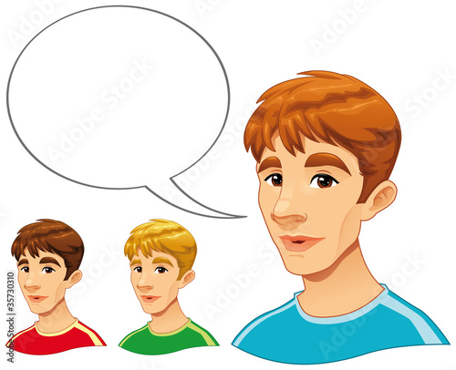 Boy with balloon. Cartoon and vector illustration.