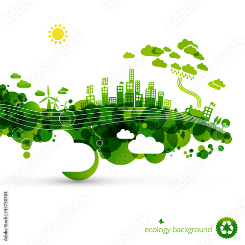 green eco town - abstract ecology town illustration