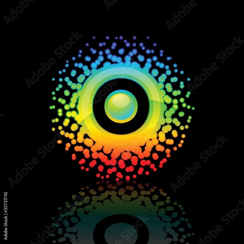 Sign Rainbow-Sun on a black background