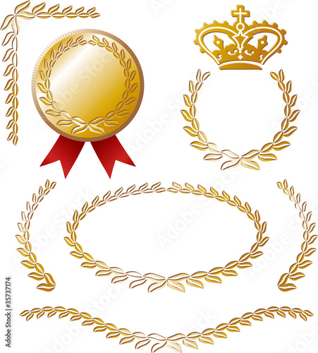 vector set: calligraphic elements and medal
