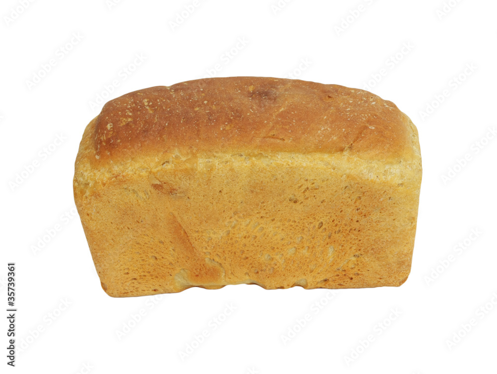 White bread loaf isolated on white background