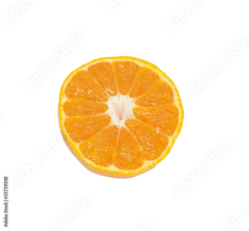 Juicy tangerine, mandarin, orange on white background, closeup,