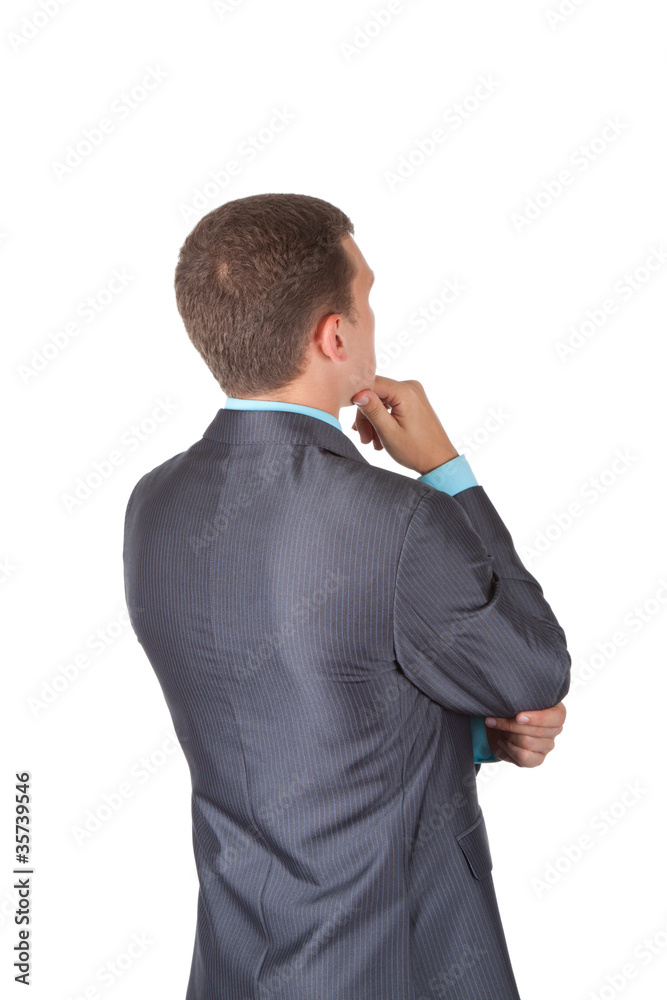 Business men back stannding over white background Business men back stannding over white background