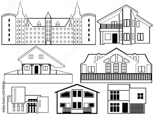 House silhouettes isolated on white
