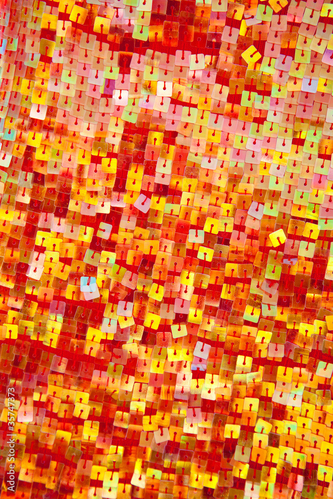 colorful red yellow sequins with square shape