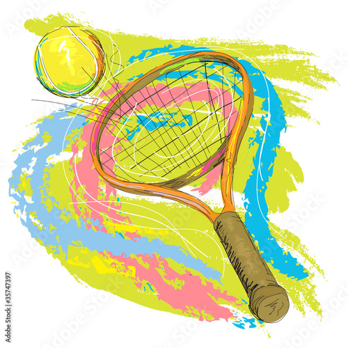 tennis racket and ball