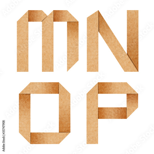 M,N,O,P Origami alphabet letters from recycled paper with clippi photo