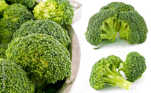 Fresh, Raw, Green Broccoli Pieces, Cut and Ready to Eat