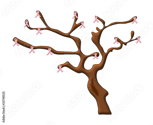 Breast cancer tree isolated on white background