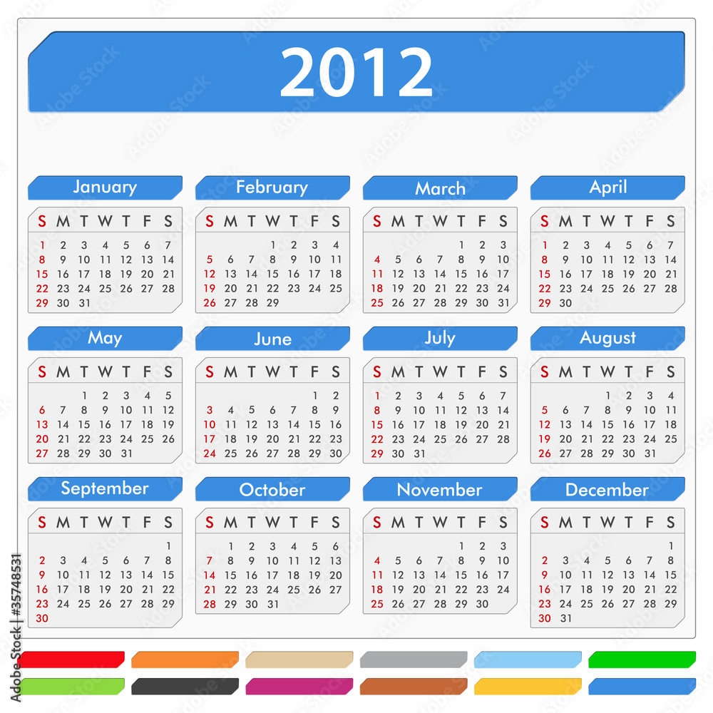 Vector calendar for 2012 year Vector calendar for 2012 year
