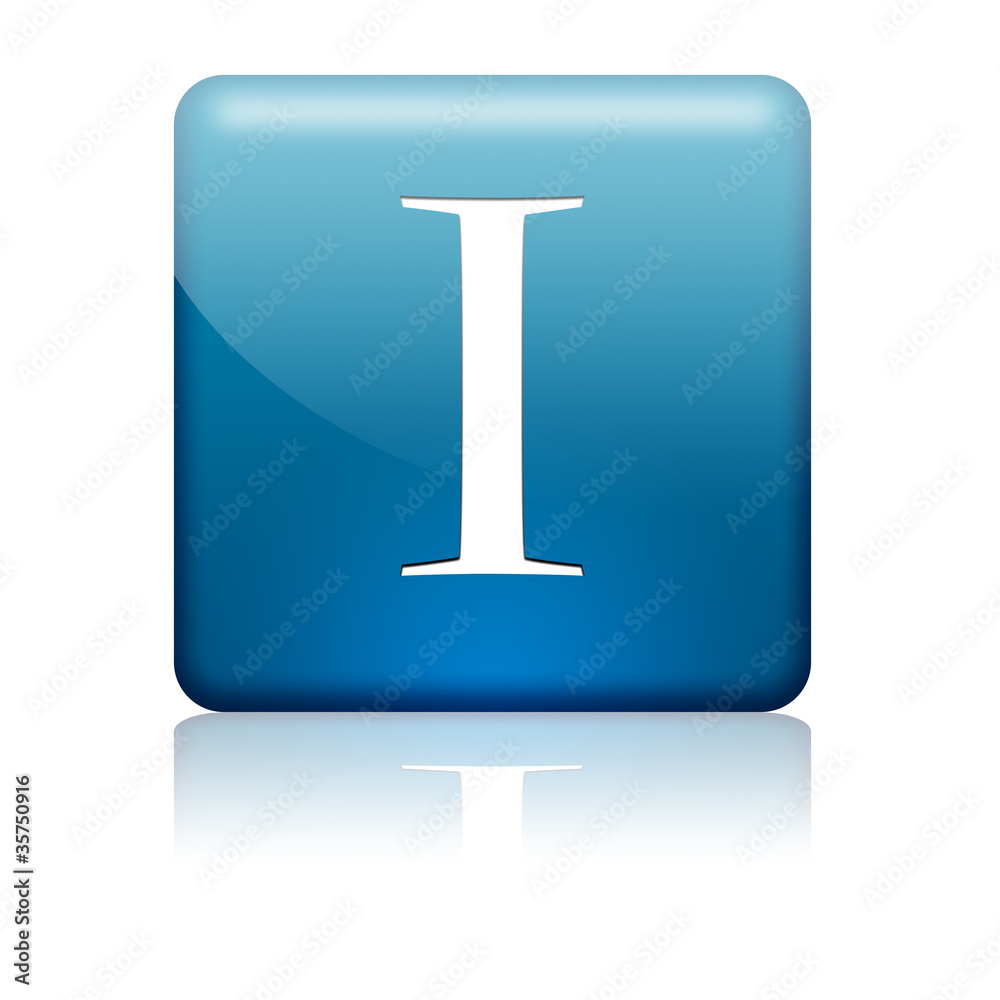 Illustrazione Stock Boton cuadrado azul numero romano 1 | Adobe Stock