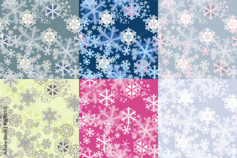 Color options seamless patterns from snowflakes. Color options seamless patterns from snowflakes.