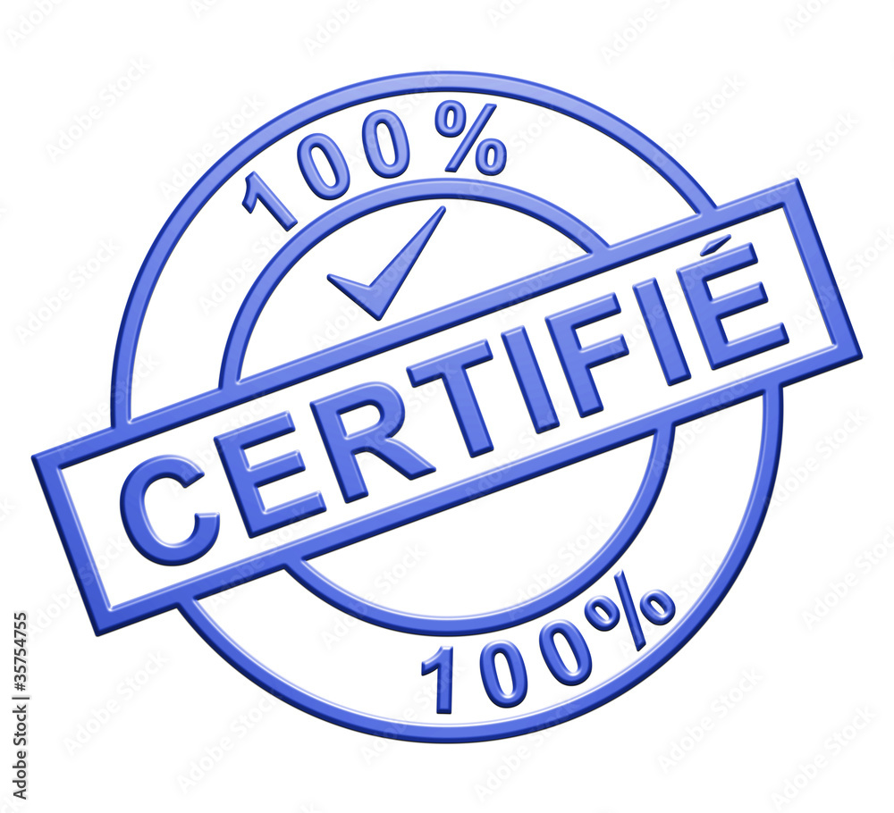 100% Certifié" Cachet (bleu) Illustration Stock | Adobe Stock