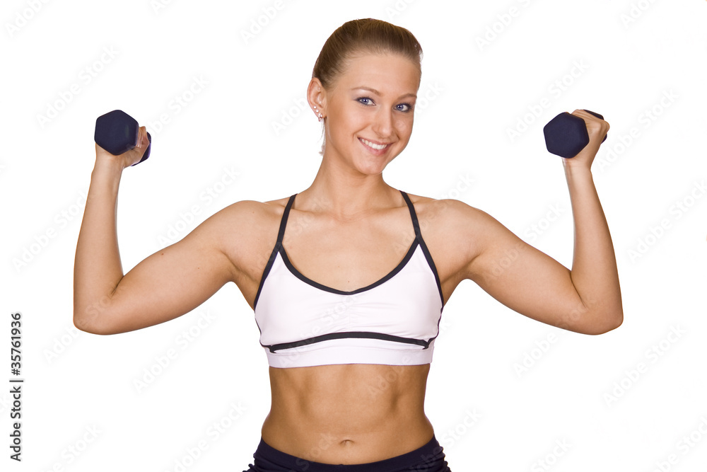 Smiling elderly woman working out. Smiling elderly woman working out.