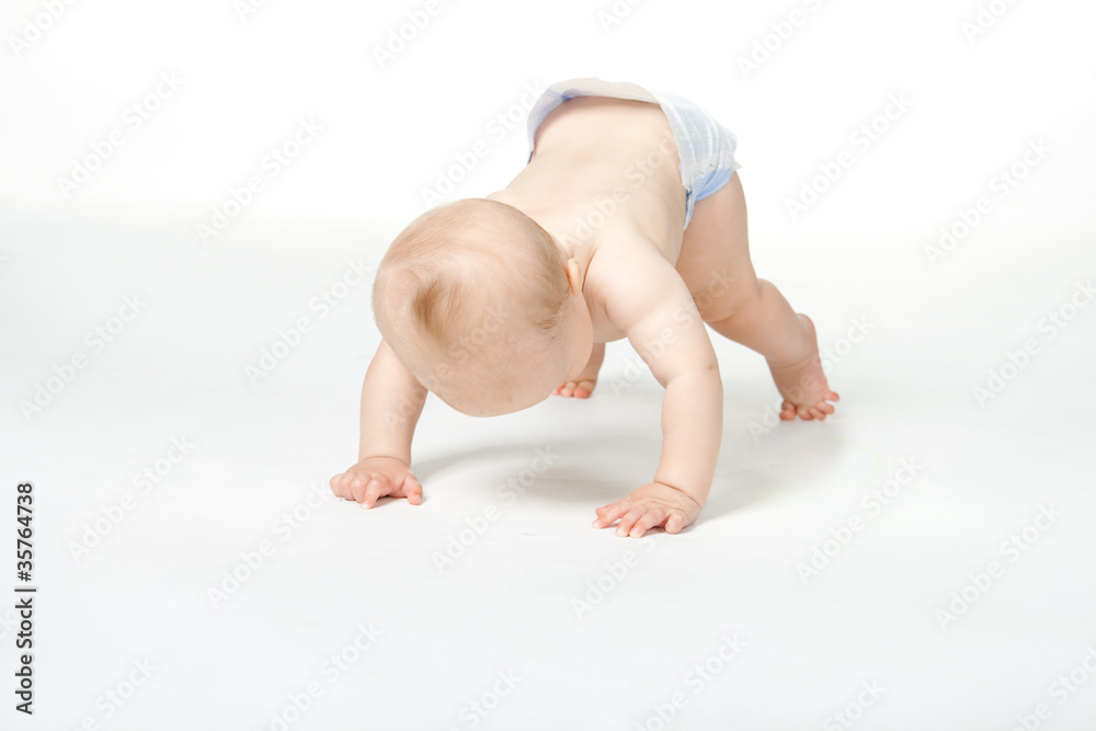 Little baby is studying to crawl Little baby is studying to crawl
