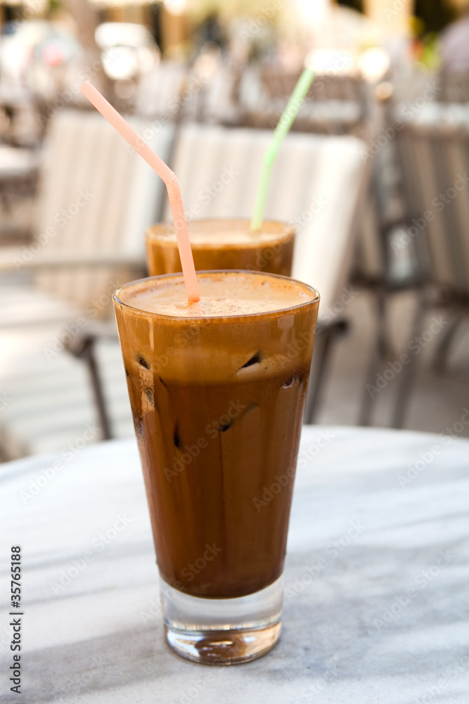 Frappes on a cafe table