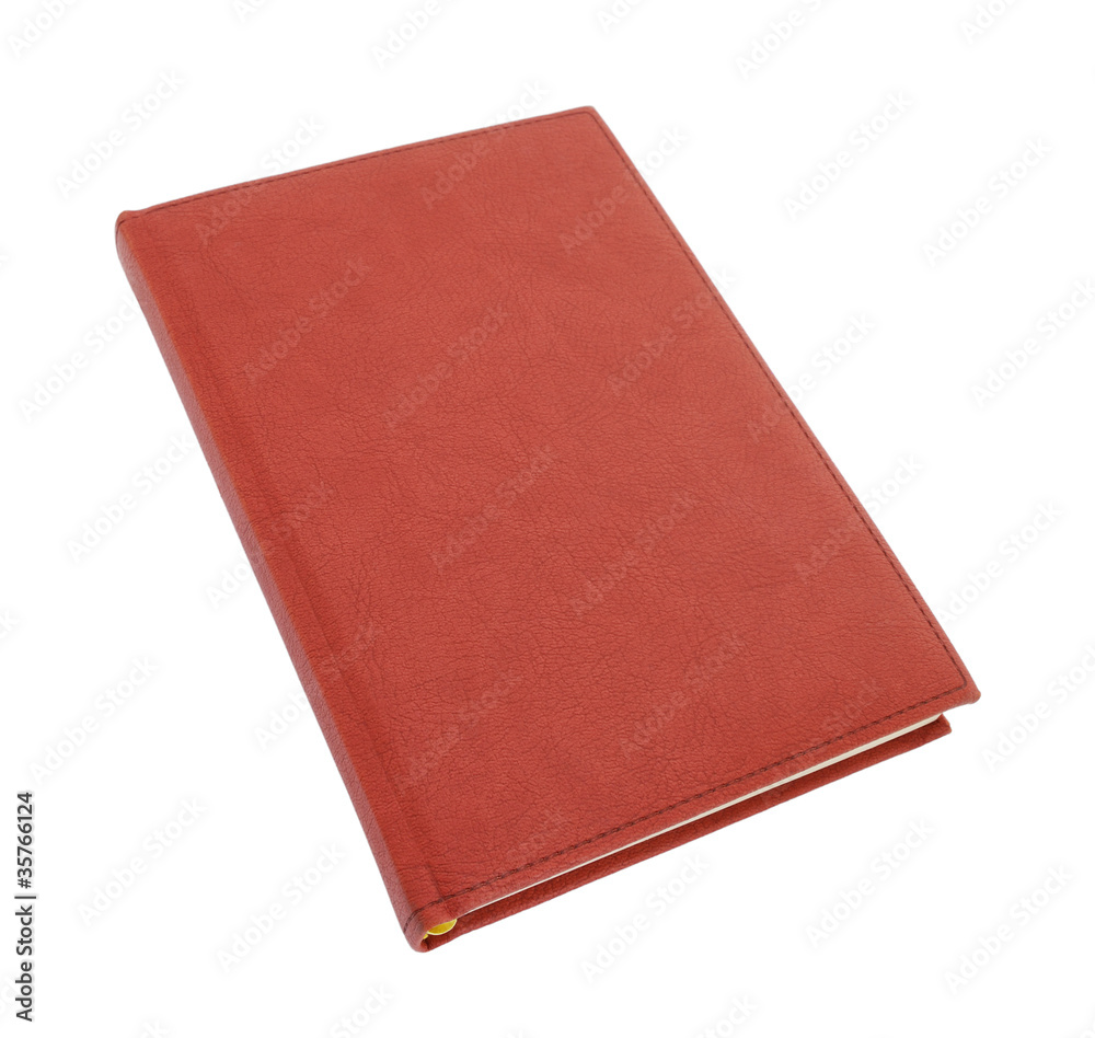 Brown leather notebook isolated on white background Brown leather notebook isolated on white background