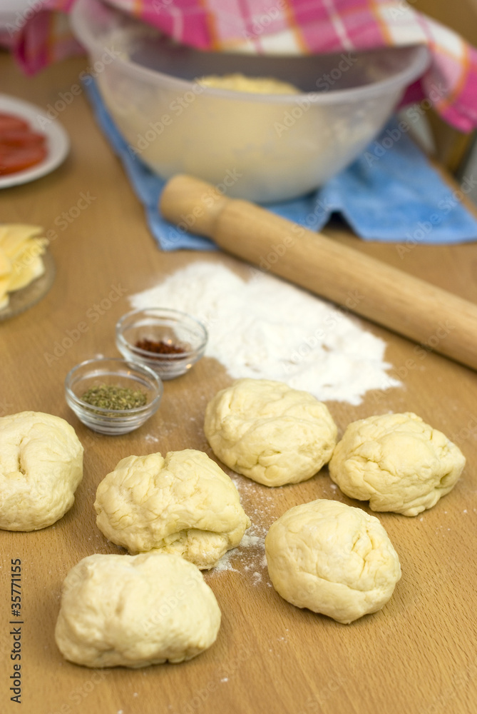 Turkish cooking meals pide from yeast dough cheese and butter