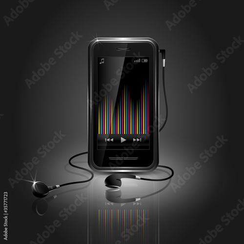 Sleek Mobile Phone Playing Music