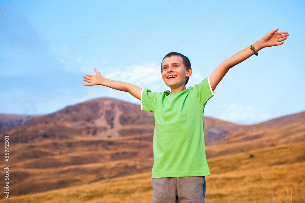 Portrait of a boy on mountains Portrait of a boy on mountains