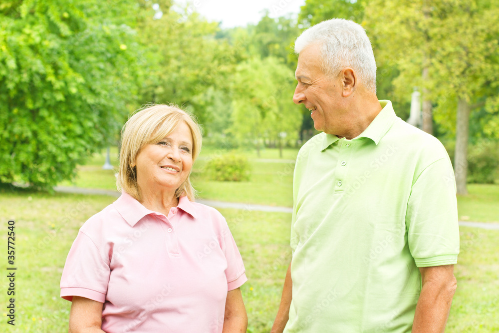 Portrait of happy senior couple outdoors