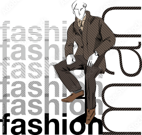Sketch fashion & handsome business man
