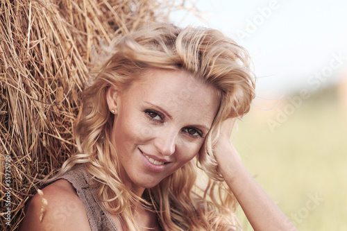 woman on hay