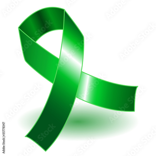 Green awareness ribbon and shadow