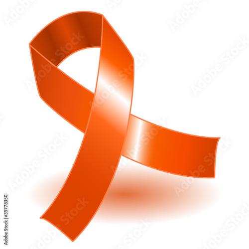 Orange awareness ribbon and shadow