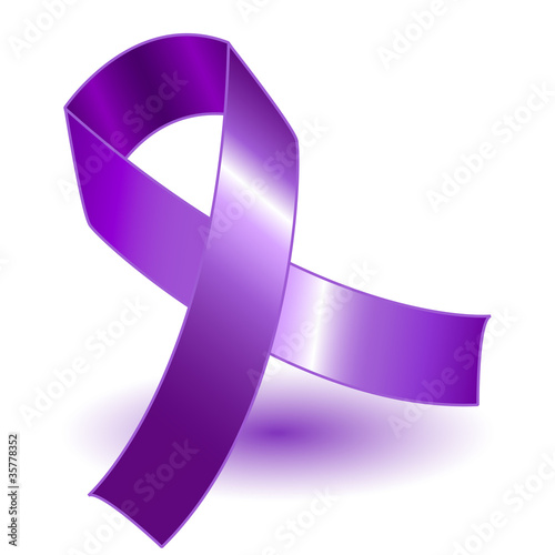 Purple awareness ribbon and shadow