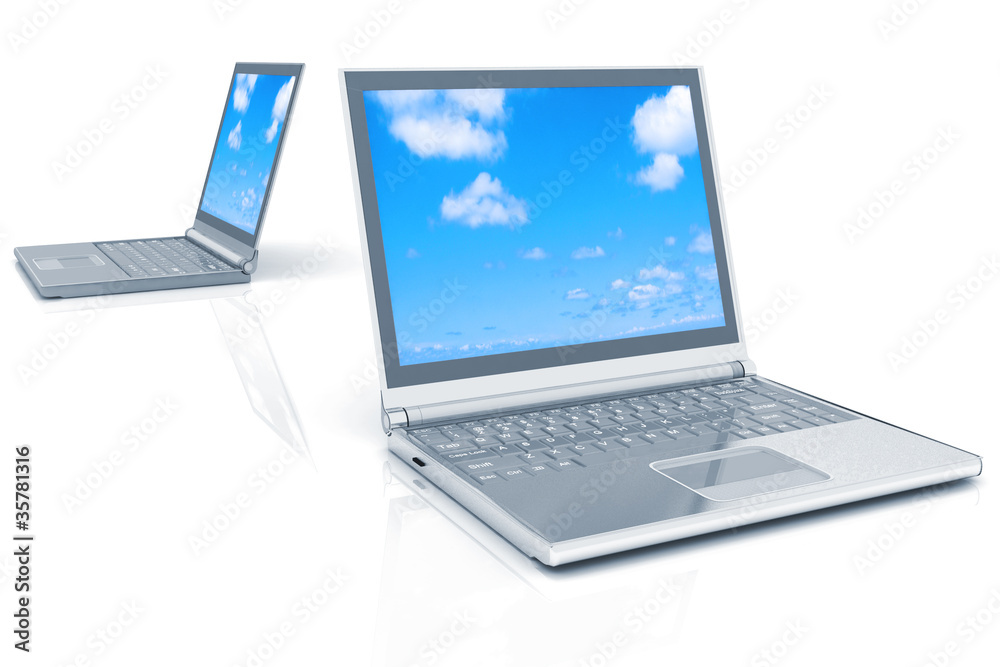 two laptops isolated over white background two laptops isolated over white background