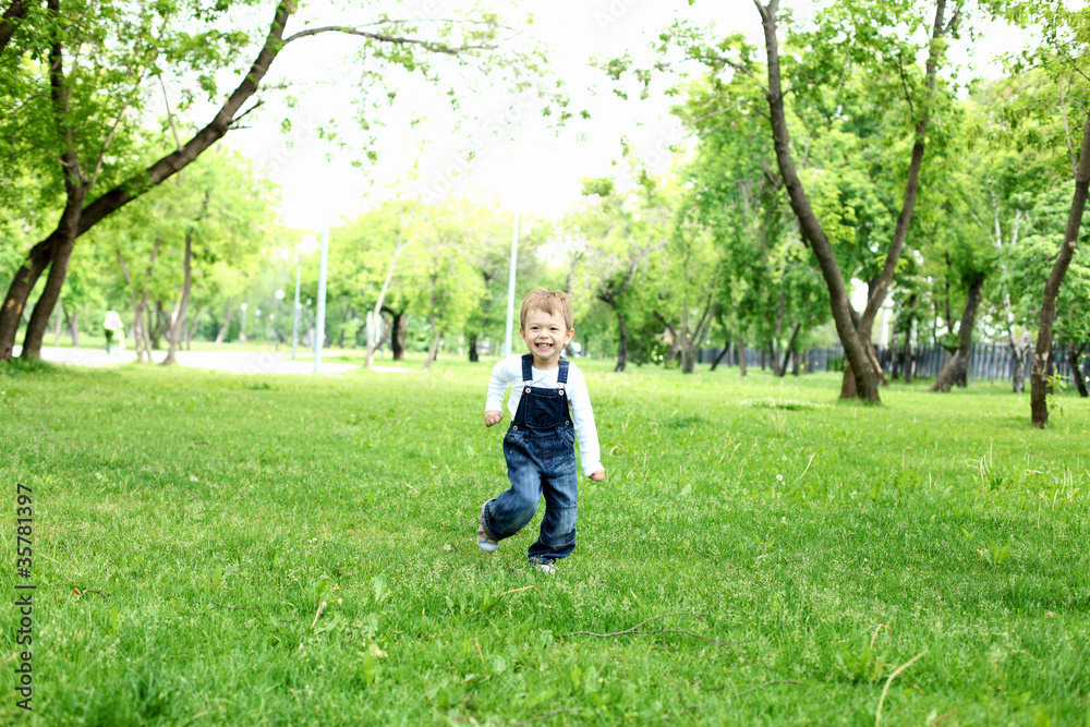 Portrait of a boy in the park Portrait of a boy in the park