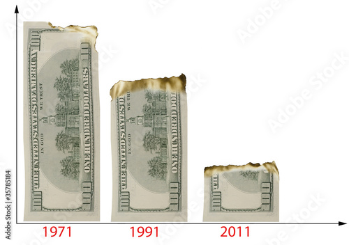 Billede på lærred The chart illustrated the decline of dollar's buying power
