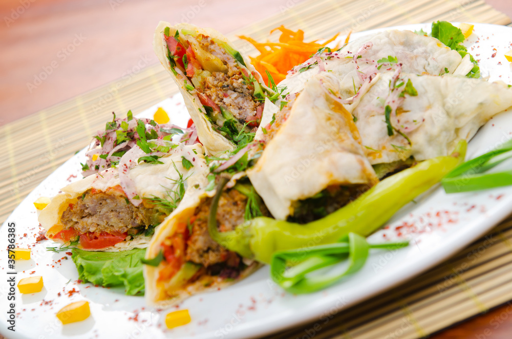 Kebab served in the plate Kebab served in the plate
