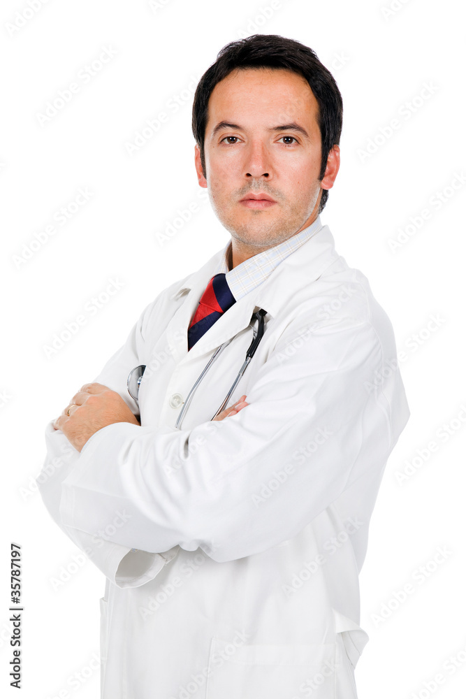 Portrait of a handsome young doctor, isolated on white Portrait of a handsome young doctor, isolated on white