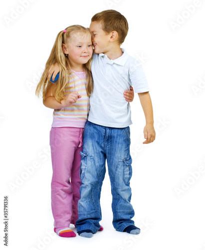 Kids. Little Boy and girl full-lenght portrait