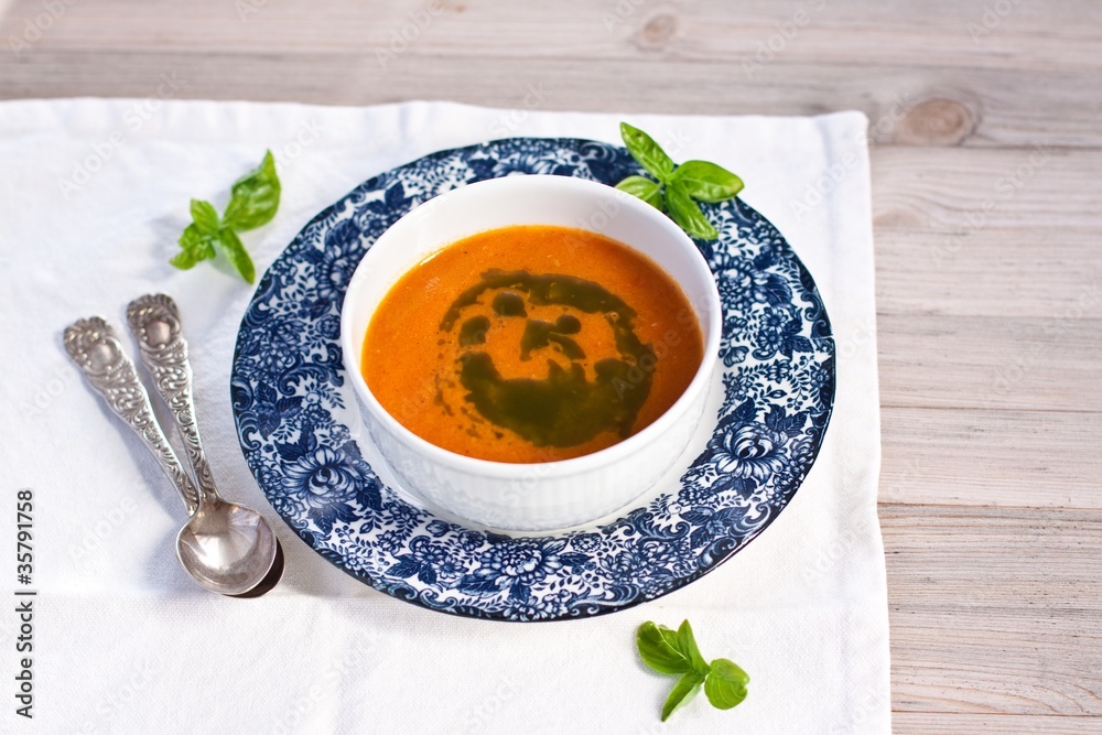 spicy tomato soup with basil oil spicy tomato soup with basil oil