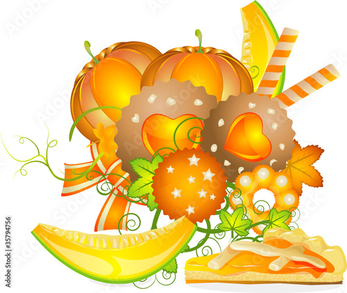 halloween illustration, vector of pastry
