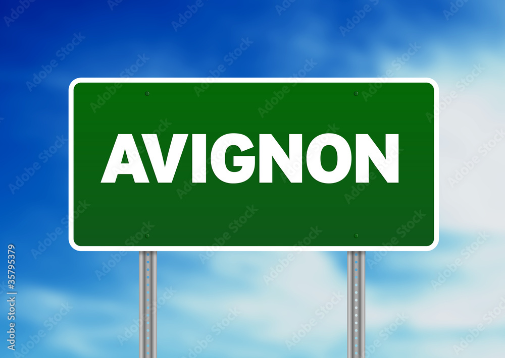 Green Road Sign - Avignon, France Green Road Sign - Avignon, France