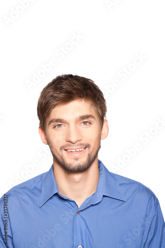 emotional businessman portrait isolated over white background