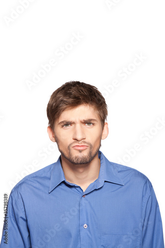 emotional businessman portrait isolated over white background © mast3r