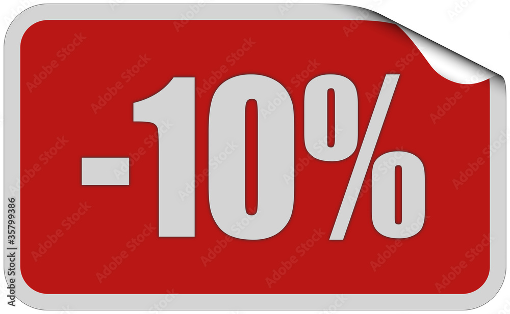 Sticker rot eckig curl oben -10% Sticker rot eckig curl oben -10%