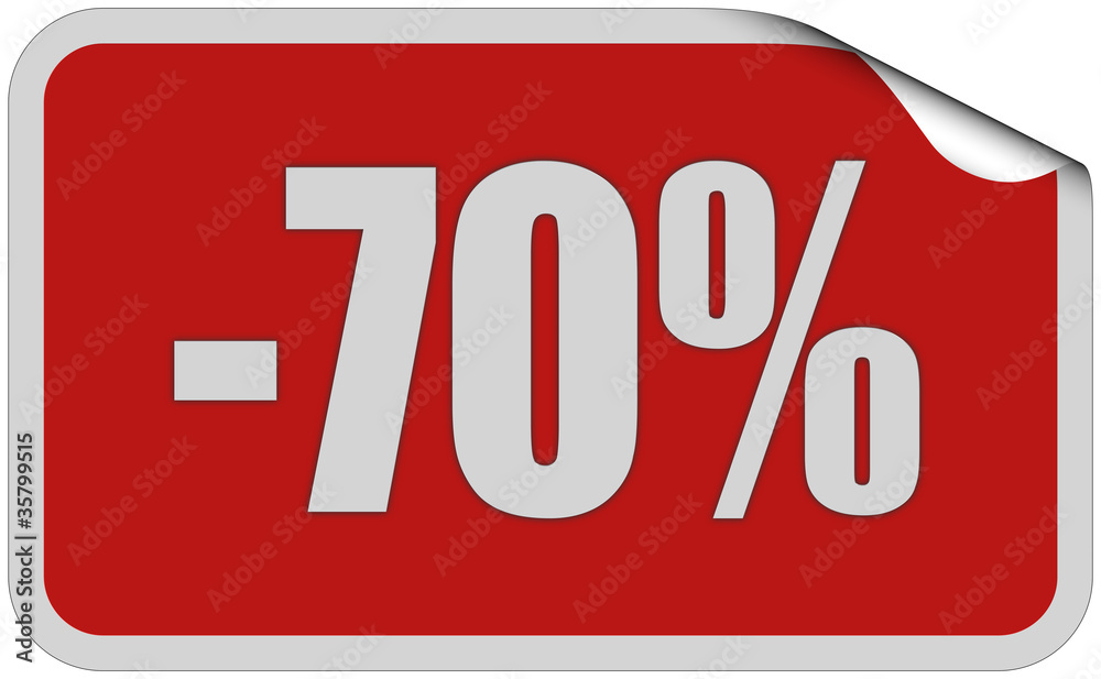 Sticker rot eckig curl oben -70 PROZENT Sticker rot eckig curl oben -70 PROZENT