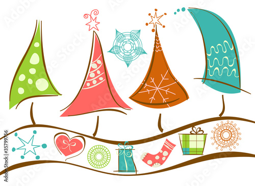 Christmas tree line and decorations