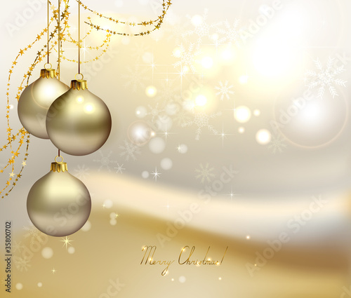 Christmas background with three evening balls
