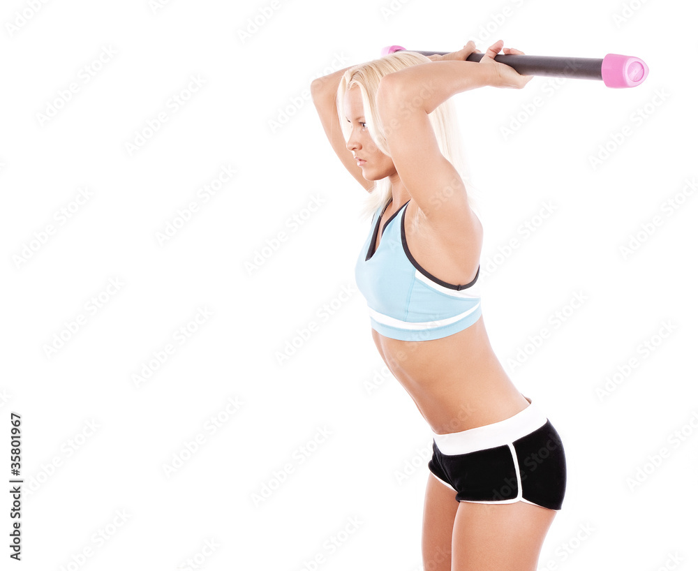 Sexy athletic blonde does exercises Sexy athletic blonde does exercises