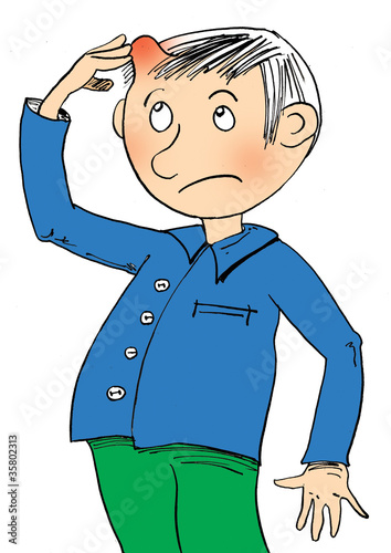 Boy with a sick head and lump